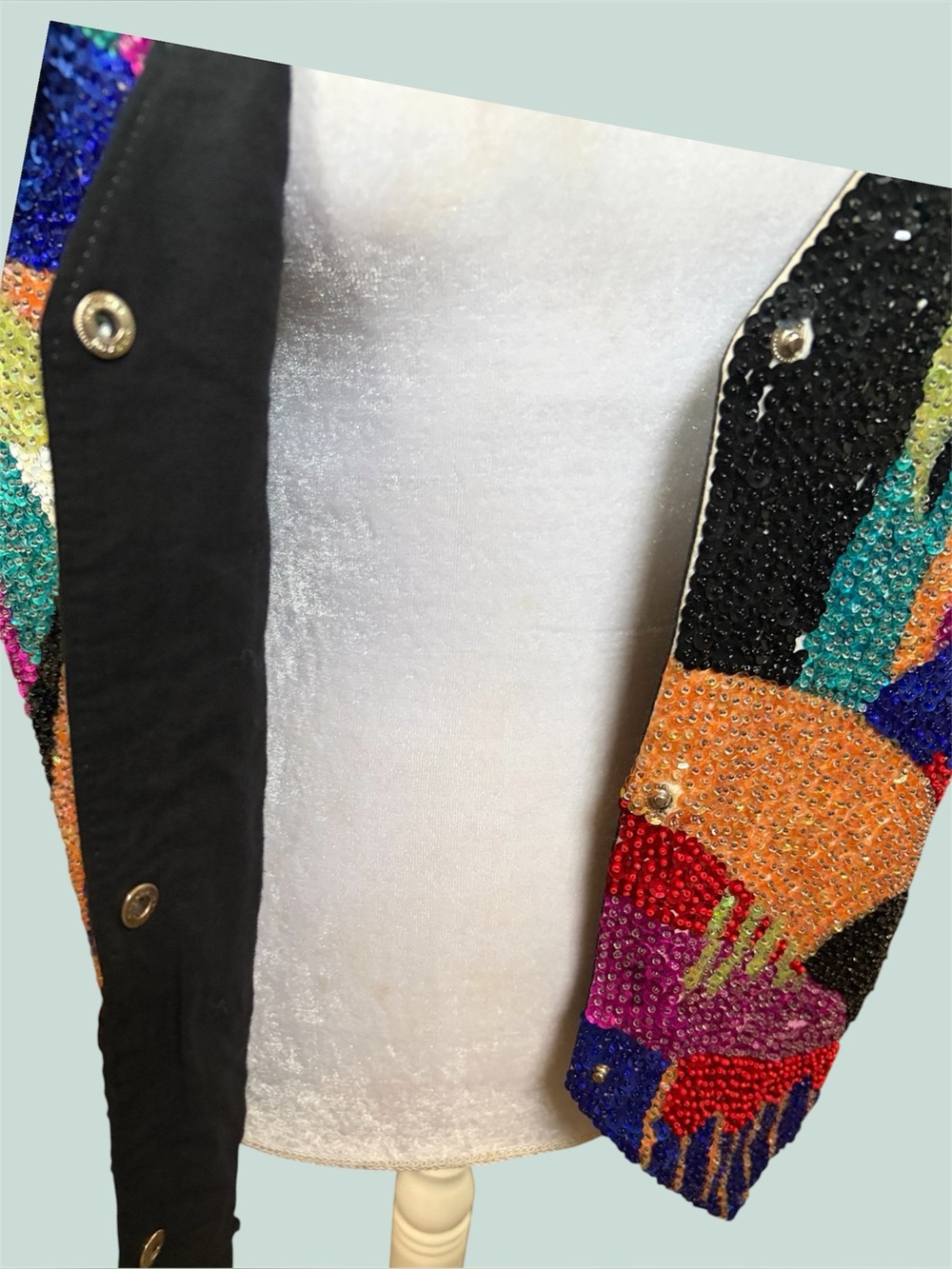 Vtg beaded sequin bird vest size medium - Picture 3 of 8